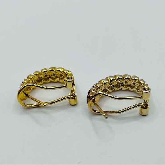 Gold Plated Natural Diamond Clip On Earrings - Picture 4 of 4